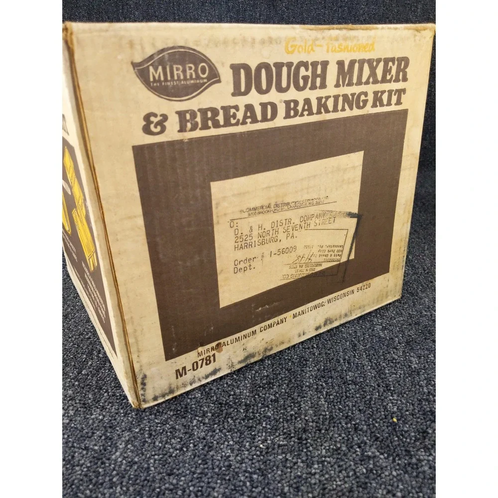 Mirro Vintage Dough Mixer Bread Baking Kit Gold Aluminum Hand Crank Set